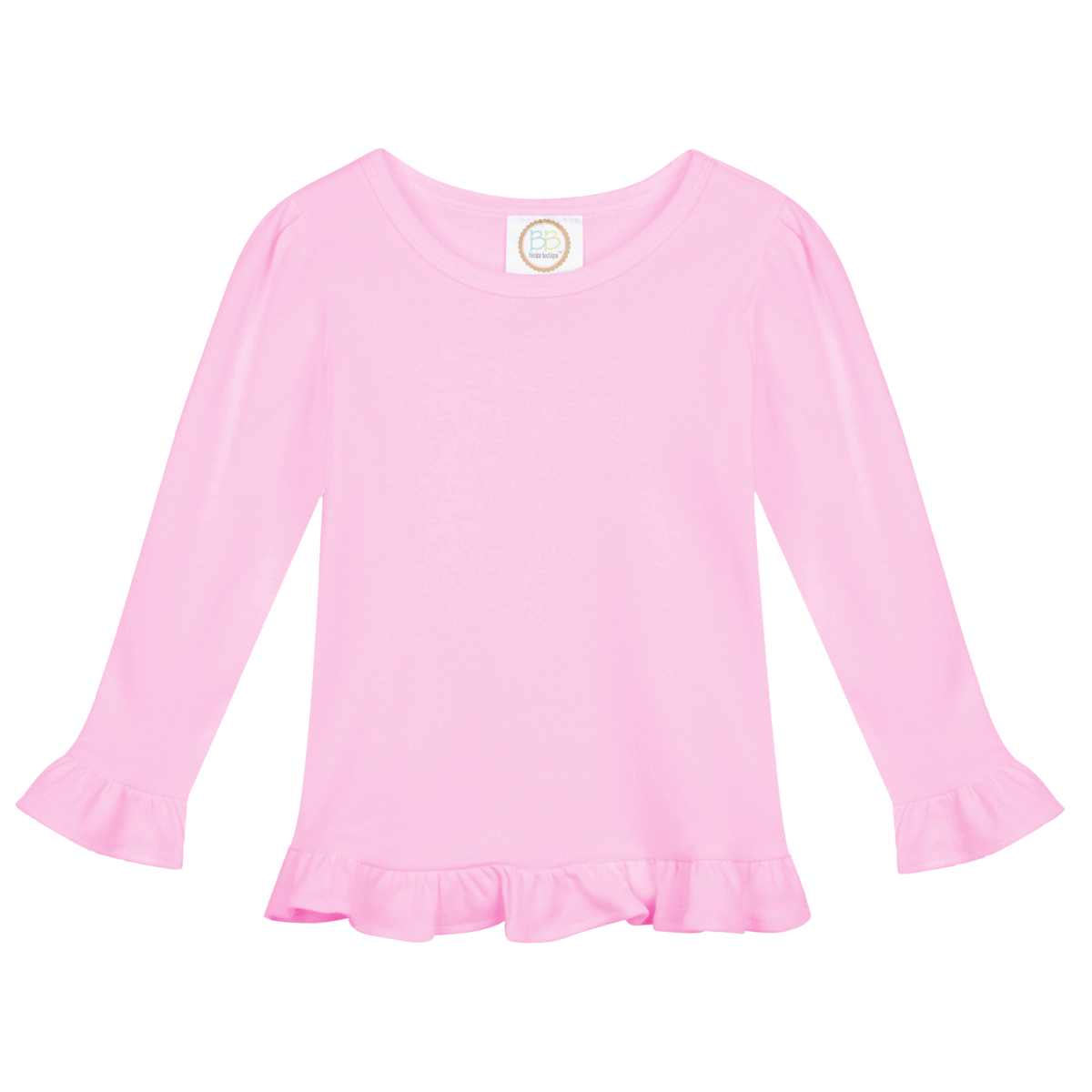 Blank Girl's Long Sleeve Ruffle Tee Shirt