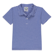 Blank Boy's Short Sleeve Polo Style Collared Shirt - Striped