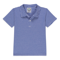 Blank Boy's Short Sleeve Polo Style Collared Shirt - Striped